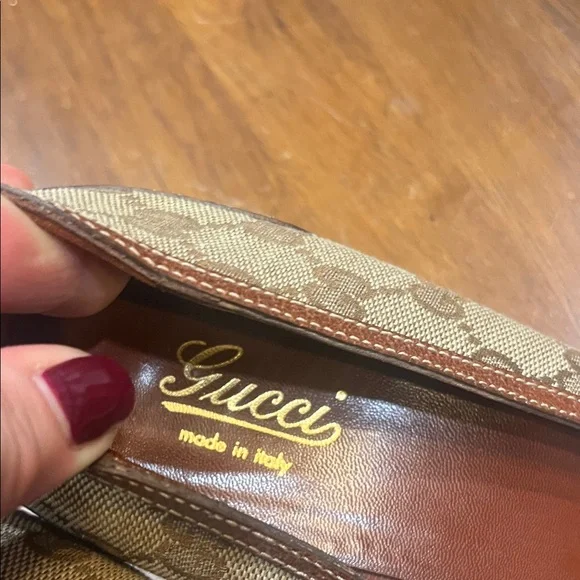 Gucci Women's Tan Canvas Loafers with Gold Accents - Picture 6 of 16